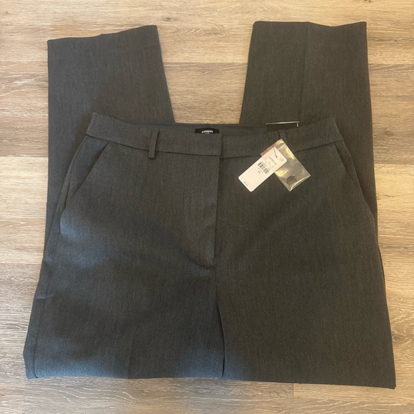 Express Editor 12R Straight Super High Rise Gray Dress Pants Trousers NWT - Picture 1 of 11